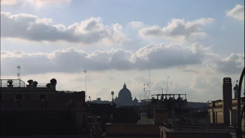 Time lapse footage of a classic view of Rome from Quirinal Square (Quirinale) Stock Footage