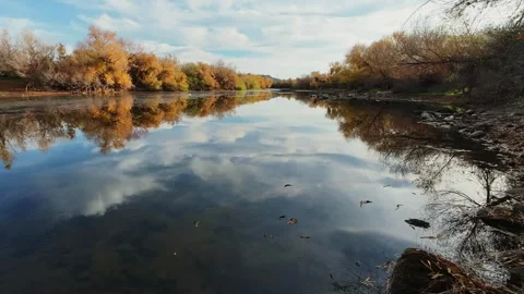 Time-Lapse Footage Of Cloud Reflections On The Salt River In AZ Stock Footage 344699591