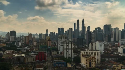 Time lapse footage of clouds motion at Kuala Lumpur skyline during early morning Stock Footage 101062903