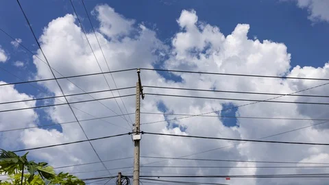 The time lapse footage of clouds sky with utility pole. Stock Footage 110655285