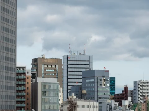 Time-lapse footage of the cloudy sky over Shinjuku area, Tokyo, Japan Stock Footage 76387756
