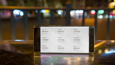 Time-lapse footage of digital clocks from different time zones running together. Stock Footage 332318290