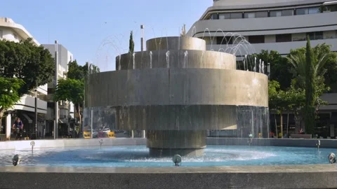 Time lapse footage of Dizengoff Square, Tel Aviv, Monument, avenue. A large Stock Footage 136716184