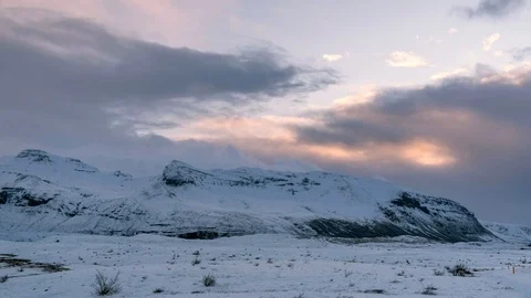 Time-lapse footage of dramatic winter landscape in Iceland. Stock Footage 86806796
