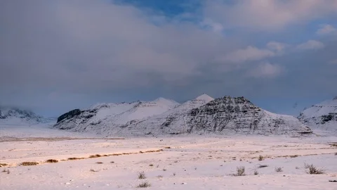 Time-lapse footage of dramatic winter landscape in Iceland. Stock Footage 86806874