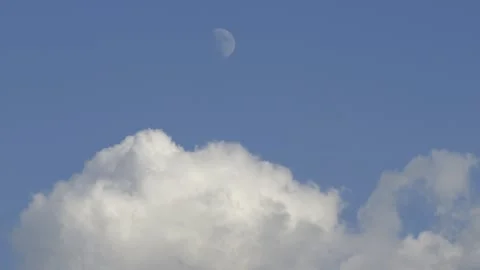 Time-lapse Footage of Full Moon and Cumulus Clouds Stock Footage 332592514