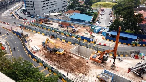 Time lapse footage : Ground work is done using an excavator. Stock Footage 122720036