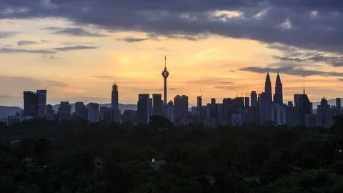 Time lapse footage of Kuala Lumpur city view during sunrise Stock Footage 86828096