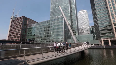 Time lapse footage of office workers at Canary Wharf Stock Footage 141197614