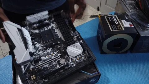 A time-lapse footage of a processor installed on a computer motherboard Stock Footage 113248052