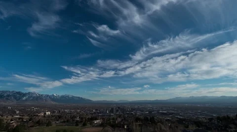 Time-lapse footage of the sky over Salt Lake City Stock Footage 63847859