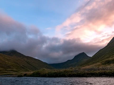 Time lapse footage of sunset over Icelandic fjord. Stock Footage 81244241
