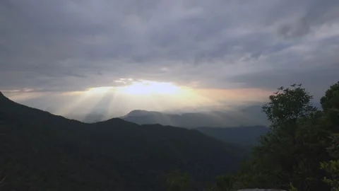 Time-lapse footage of sunset view from top of the mountain. Stock Footage