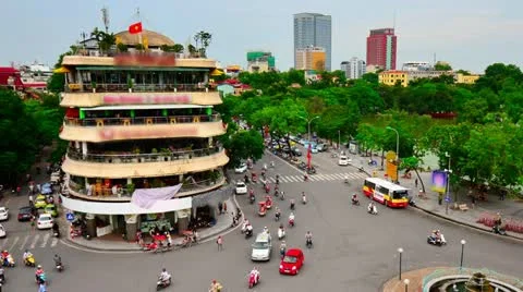 Time lapse footage of traffic in central Hanoi Stock Footage 10911214