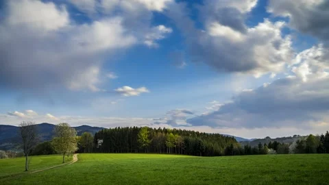 Time Lapse Forest Meadow Sunset Clouds Schwarzwald Deutschland 4K Stock Footage 176835928