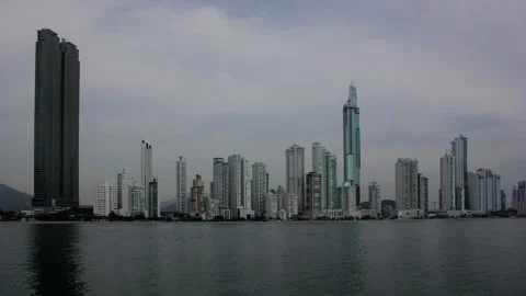 Time lapse form beach front skyscrapers in balneario Camboriu Resort city Stock Footage 196460860