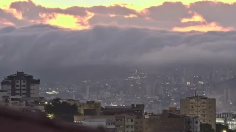 Time lapse form rain clouds over Belo Horizonte city, Brazil, during sunrise  Stock-Footage 163669003