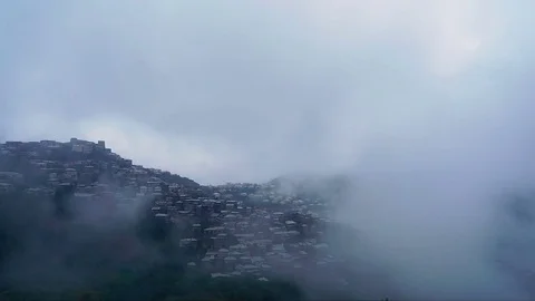 Time Lapse the Formation and Movement Mist in the Village Day to Night Stock Footage 82146113