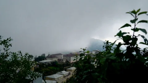 Time Lapse the Formation and Movement Mist in the Village Stock Footage 82146391