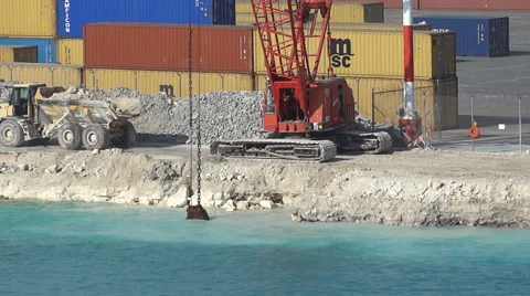 Time Lapse Freeport Construction Work Clearing Shipping Lanes Stock Footage 62356119