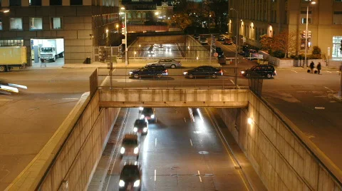 Time Lapse Freeway Intersection Night Stock Footage 727972