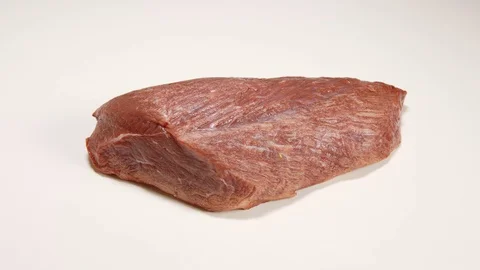 TIME-LAPSE: Freezing a beef steak on white table Stock Footage 70221677