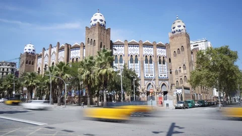Time lapse in front La Monumental in a summer day Stock Footage 96316338