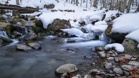 Time lapse frozen river Stock Footage 83468205