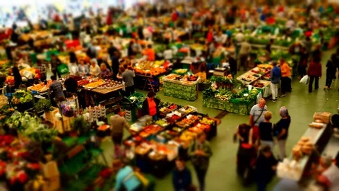 Time Lapse fruit and vegetable market in tilt miniatures effect Stock Footage 90794583