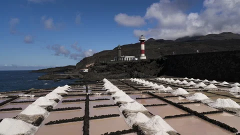 Time-lapse of Fuencaliente lighthouse during the day 스톡 동영상 163587553