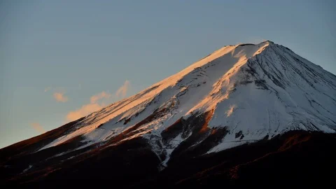 Time lapse fuji mountain with cloud on sunrise, Landmark of Japan Stock Footage 100173247