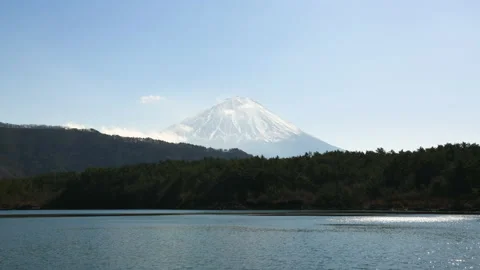 Time-lapse: Fuji Mountain Landscape at Saiko Lake Stockbeeldmateriaal 151726177