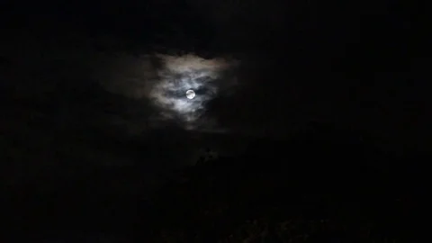 Time-lapse Of Full Moon On a Dark Cloudy Night Spooky Stock Footage 79753740