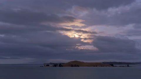 Time-lapse of the full moon rising above Browns Island, Auckland, New Zealand. Stock Footage 134656910