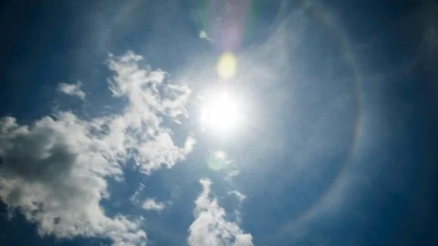 Time lapse of a full rainbow against blue sky with some clouds 動画素材 70129906