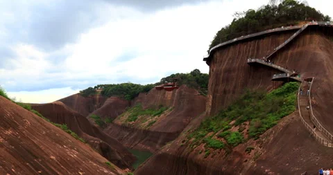 Time lapse of Gaoyi Ridge Danxia landform Stock Footage 295579375