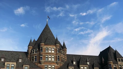 Time Lapse of Gare Viger Castle like roof Montreal Quebec Canada North Americ Stock Footage 108600170