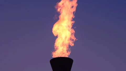 Time lapse gas flare stack burning excess gases at petrochemical plant uk Stock Footage 191055936