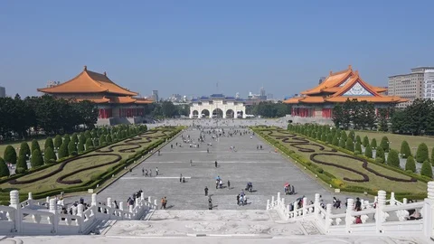 Time lapse. Gate To The Monument Chiang Kai Shek Memorial Hall In Taipei Stock Footage 127411778