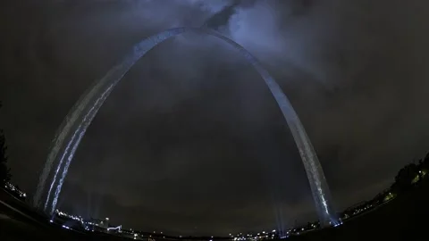 Time Lapse Gateway Arch Night Video stock 142097557