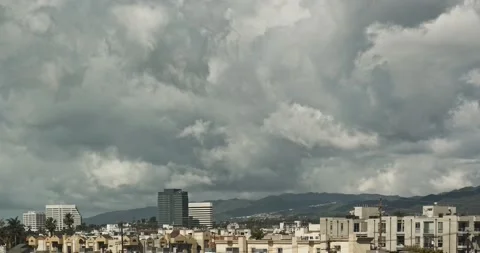 A time lapse of gathering storm clouds over Santa Monica Stock Footage 238057881