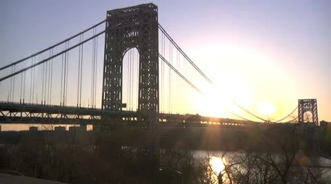 Time Lapse - George Washington Bridge, Sunset 1920 Stock Footage 8903459