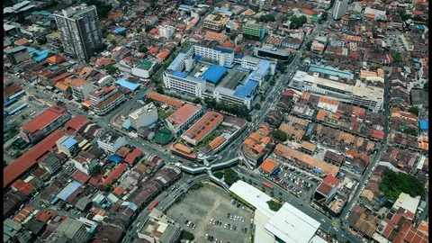 Time lapse: Georgetown busy intersection, Penang, Malaysia (Cloudy day) 库存影片 87701465