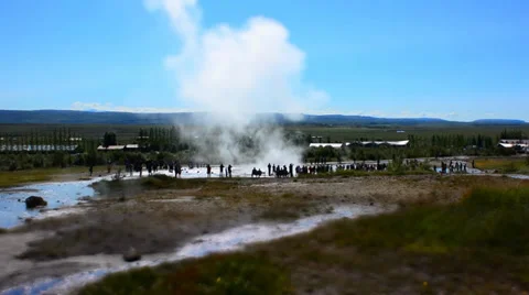 Time lapse of the Geysir, the biggest active geyser, eruption, Iceland Stock Footage 33787769