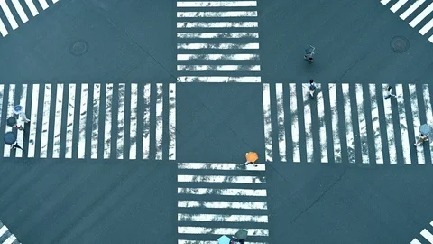 Time lapse of Ginza cross from above, while people crossing in Ginza, Tokyo Stock Footage 111933406