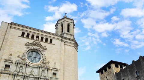 Time lapse of Girona Cathedral Stock Footage 64238949