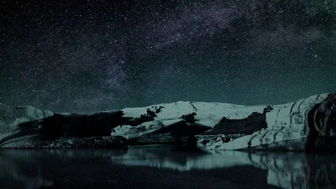 Time lapse of Glacier and clear sky at night 4K Stock Footage 82350241