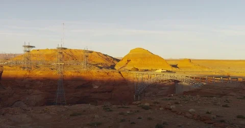 Time Lapse of The Glen Canyon Dam Bridge near The Horseshoe Bend in Page Arizona Stock Footage 72995675