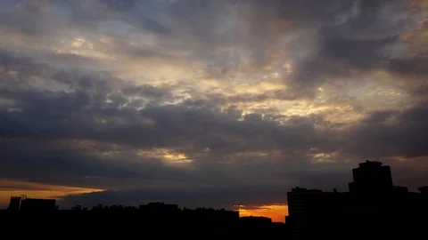 Time Lapse with glowing clouds at sunset. Stock Footage 93561429