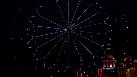 Time lapse glowing at night, the Ferris wheel. Sochi, September 2019. Video stock 116781548
